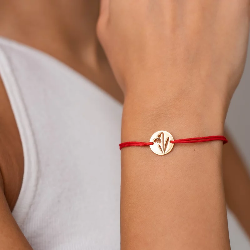 Bratara Fragment de Ghiocel - Aur Galben 9K - Snur reglabil, diverse culori picture - 2