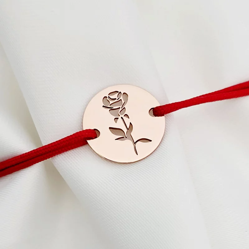 Bratara Fragment de Trandafir - Argint 925 placat cu Aur Roz 18K - Snur reglabil, diverse culori picture - 1