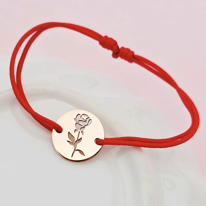 Bratara Fragment de Trandafir - Argint 925 placat cu Aur Roz 18K - Snur reglabil, diverse culori picture - 2