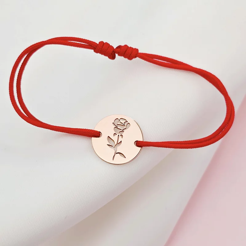 Bratara Fragment de Trandafir - Argint 925 placat cu Aur Roz 18K - Snur reglabil, diverse culori picture - 3