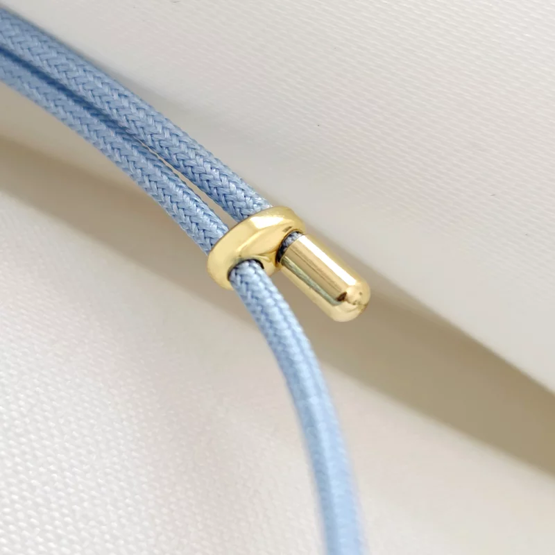 Brățara Fulg de nea - Șnur blue Gros si 2 bilute de 3 mm - Argint 925 placat cu Aur Galben 18K picture - 3