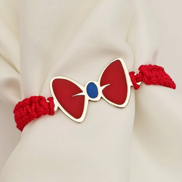 Bratara fundita decorata cu email - Argint 925 - Snur impletit reglabil