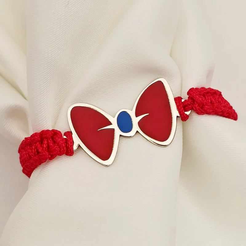 Bratara fundita decorata cu email - Argint 925 - Snur impletit reglabil