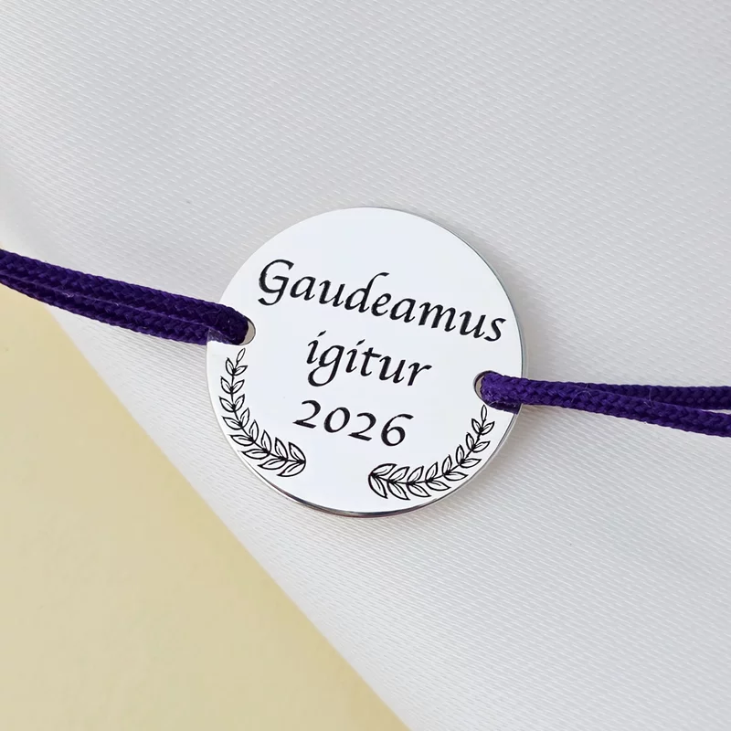 Bratara Graduation - Gaudeamus igitur - Banut 15 mm si snur reglabil - Argint 925 picture - 3