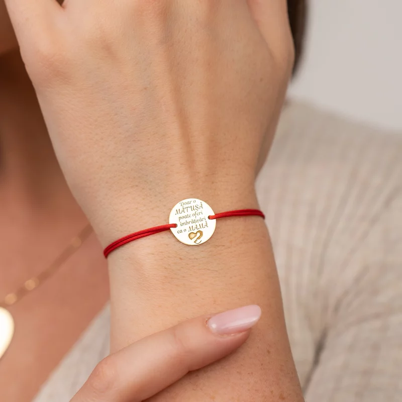 Bratara Imbratisari de Matusa - Argint 925 placat cu Aur Galben 18K - Snur reglabil, diverse culori picture - 2