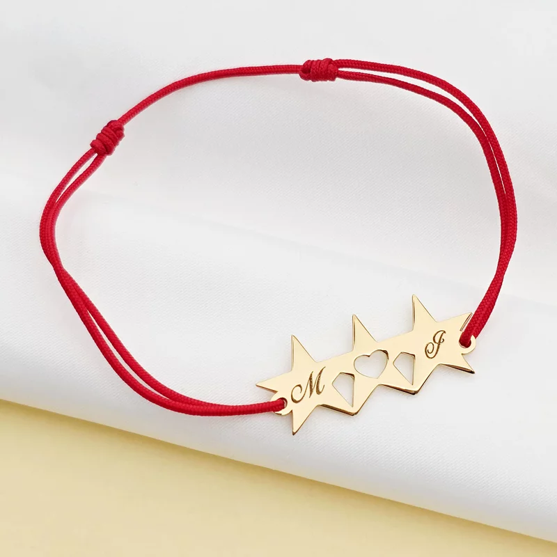 Bratara IMPREUNA - Constelatia mamei -  3 stelute personalizate - Argint 925 placat cu Aur Galben 18K - Snur reglabil picture - 2