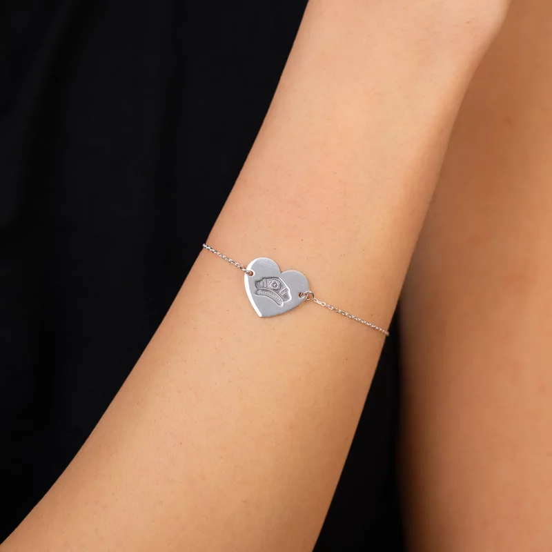 Bratara Inima cu cascheta de politist gravata - Argint 925, lantisor picture - 2