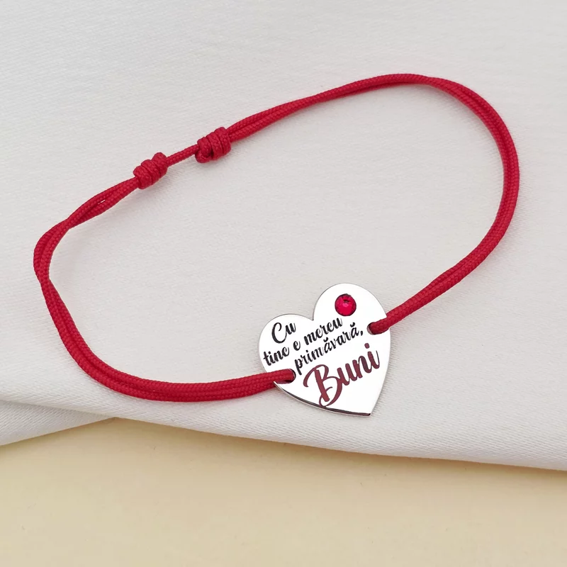 Brățară Inimă - Primăvara mea, Buni - Argint 925 cu Cristal Swarovski - Snur reglabil, diverse culori picture - 3