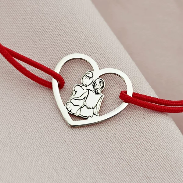 Bratara Inima Surorilor cu snur reglabil - Argint 925