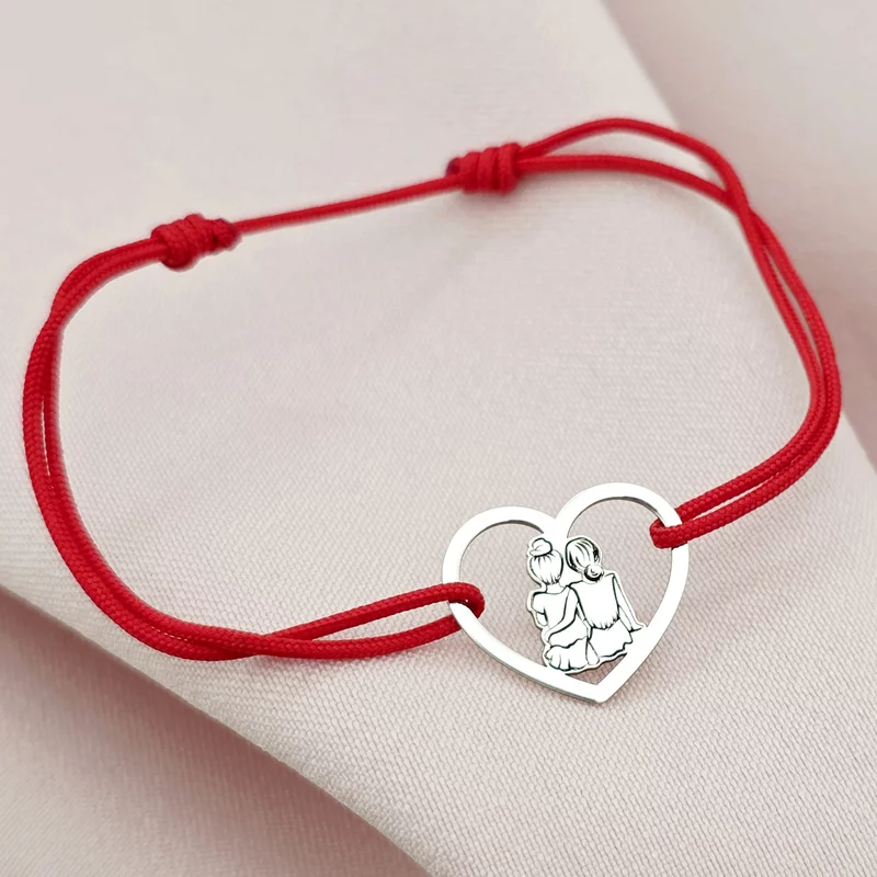 Bratara Inima Surorilor cu snur reglabil - Argint 925 picture - 4