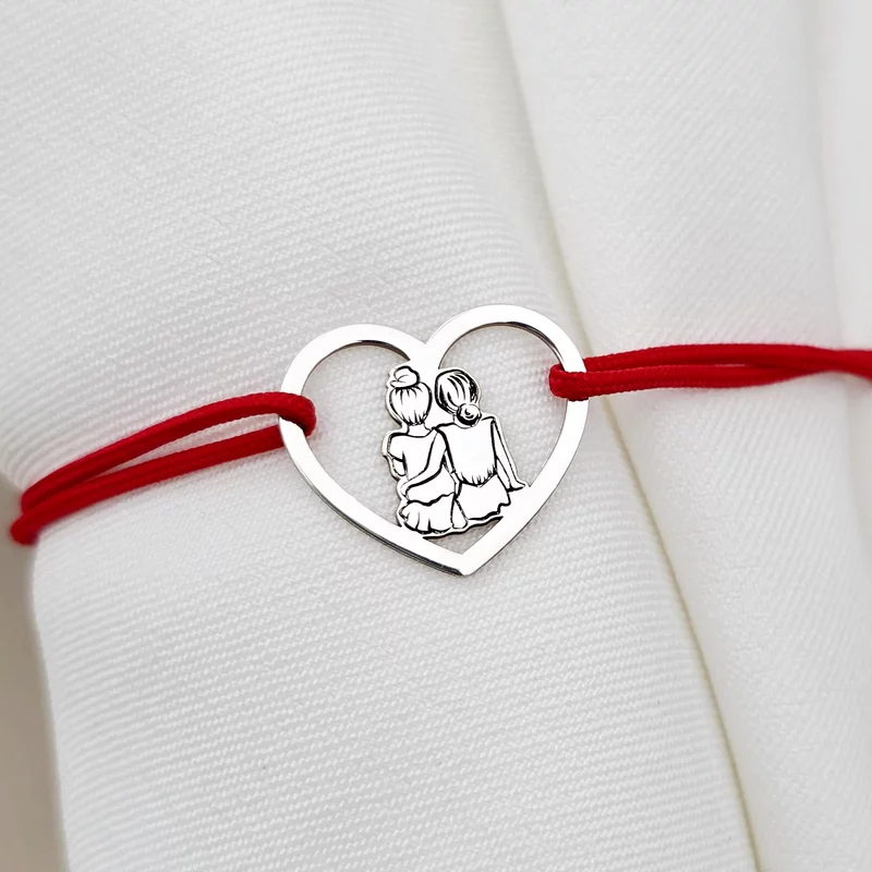 Bratara Inima Surorilor cu snur reglabil - Argint 925 picture - 3