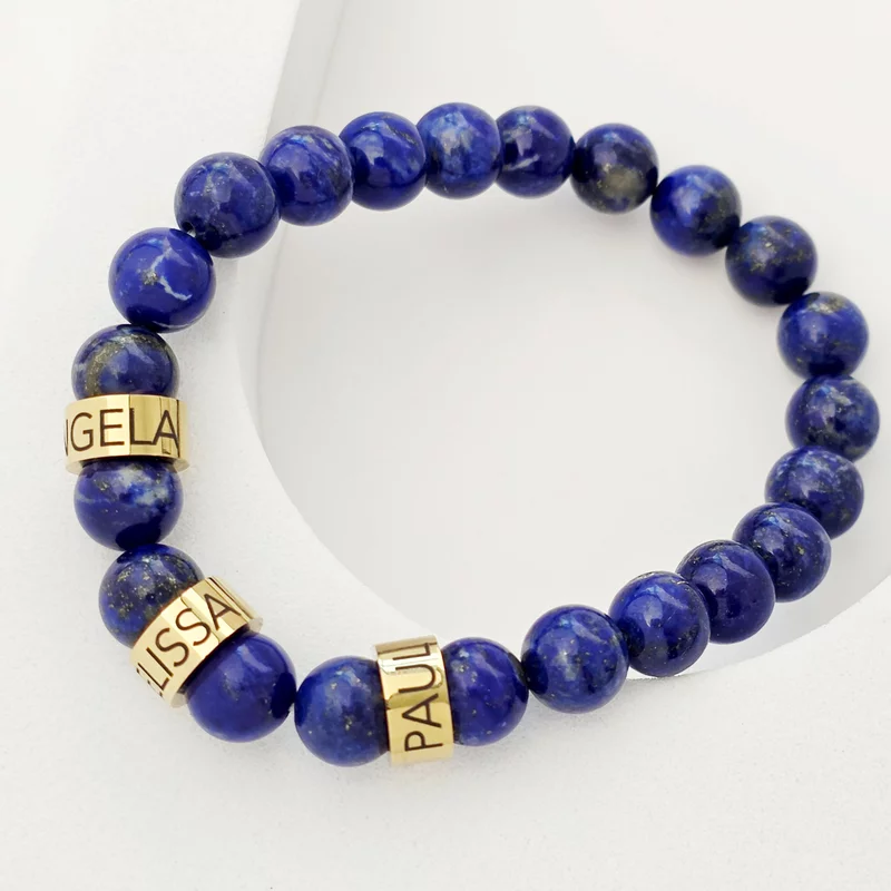 Bratara Lapis Lazuli - 3 Cilindri personalizați - Otel Inoxidabil 316L picture - 4