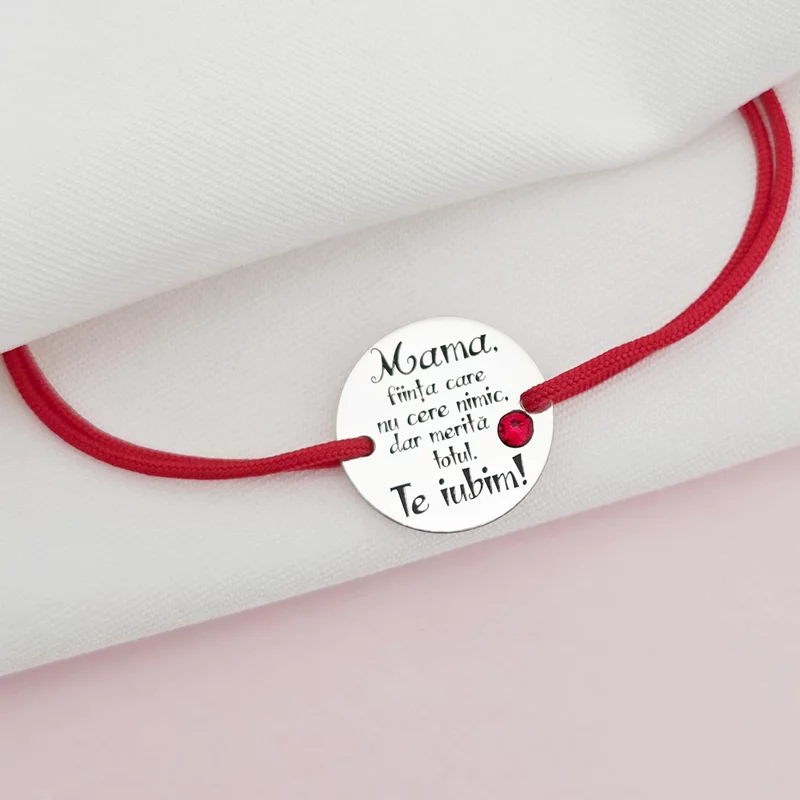 Bratara Mama, merita totul - Argint 925 cu Cristal Swarovski  - Snur reglabil, diverse culori picture - 2