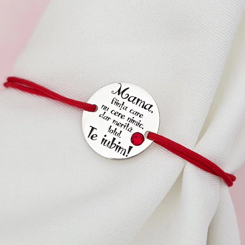 Bratara Mama, merita totul - Argint 925 cu Cristal Swarovski  - Snur reglabil, diverse culori picture - 3