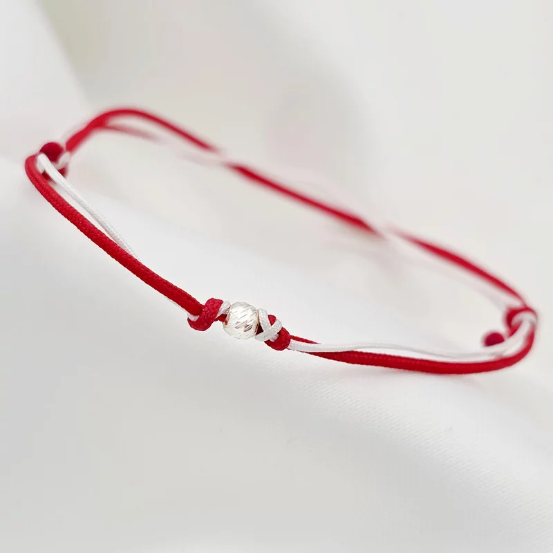 Bratara Martisor - Biluta din Argint 925 - Snur combinat rosu&alb picture - 4