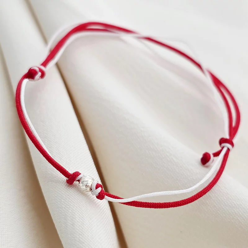 Bratara Martisor - Biluta din Argint 925 - Snur combinat rosu&alb picture - 5