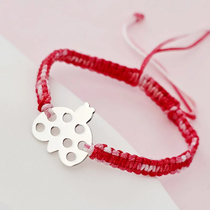 Bratara Martisor - Simbol  buburuza din Argint 925 - Snur impletit rosu&alb picture - 3