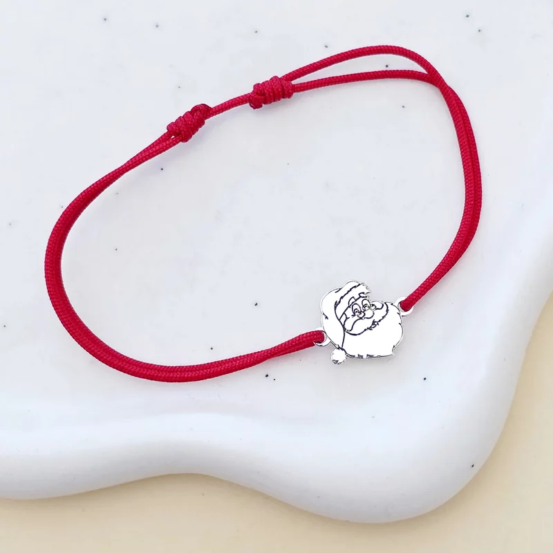 Bratara Craciun - Mos Craciun cu plete dalbe - Argint 925, snur reglabil diverse culori picture - 2