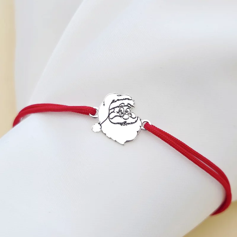 Bratara Craciun - Mos Craciun cu plete dalbe - Argint 925, snur reglabil diverse culori picture - 3