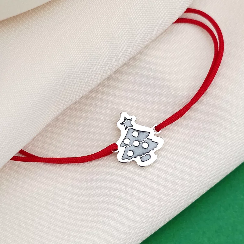 Bratara Craciun - O brad frumos - Argint 925, snur reglabil diverse culori picture - 4