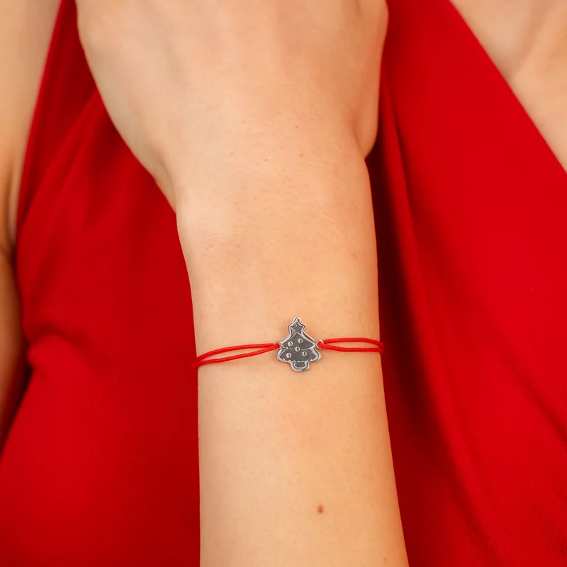 Bratara Craciun - O brad frumos - Argint 925, snur reglabil diverse culori picture - 2