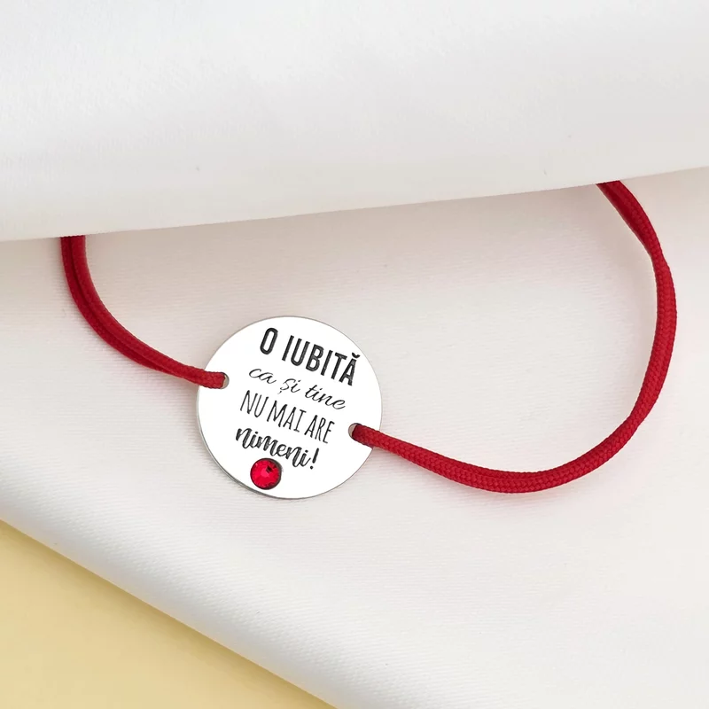 Bratara O iubita ca si tine - Argint 925 si Cristal Swarovski - Snur reglabil picture - 3