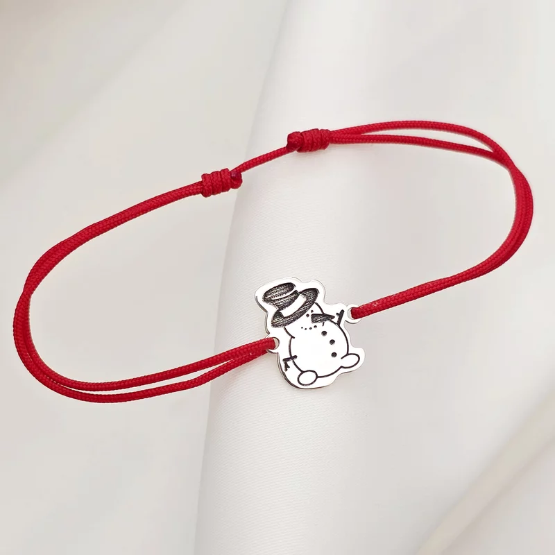 Bratara Craciun - Omul de zapada - Argint 925, snur reglabil diverse culori picture - 2