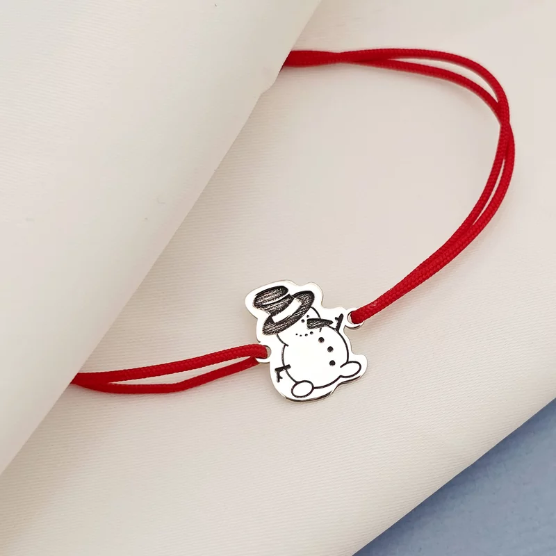 Bratara Craciun - Omul de zapada - Argint 925, snur reglabil diverse culori picture - 3