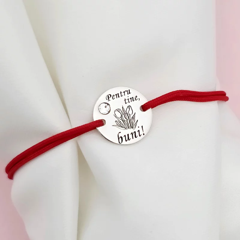 Bratara Pentru tine buni - Argint 925 si Cristal Swarovski - Snur reglabil, diverse culori picture - 4