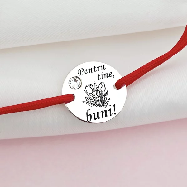 Bratara Pentru tine buni - Argint 925 si Cristal Swarovski - Snur reglabil, diverse culori