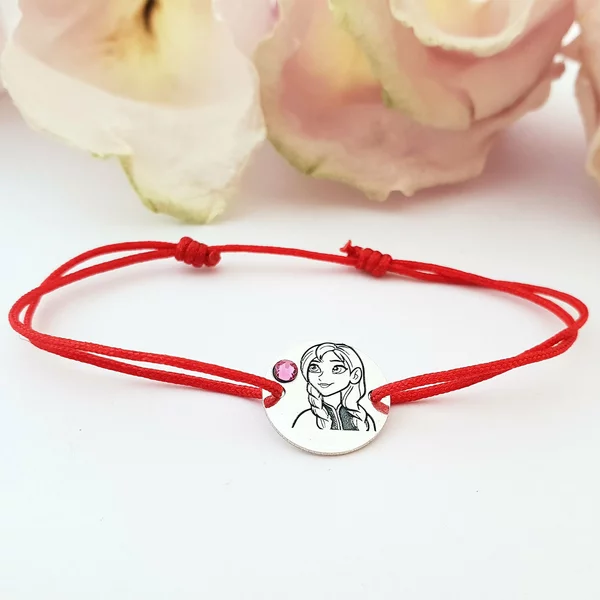 Bratara personaj - Anna - banut de 12 mm -  Argint 925 - cristal Swarovski - snur reglabil