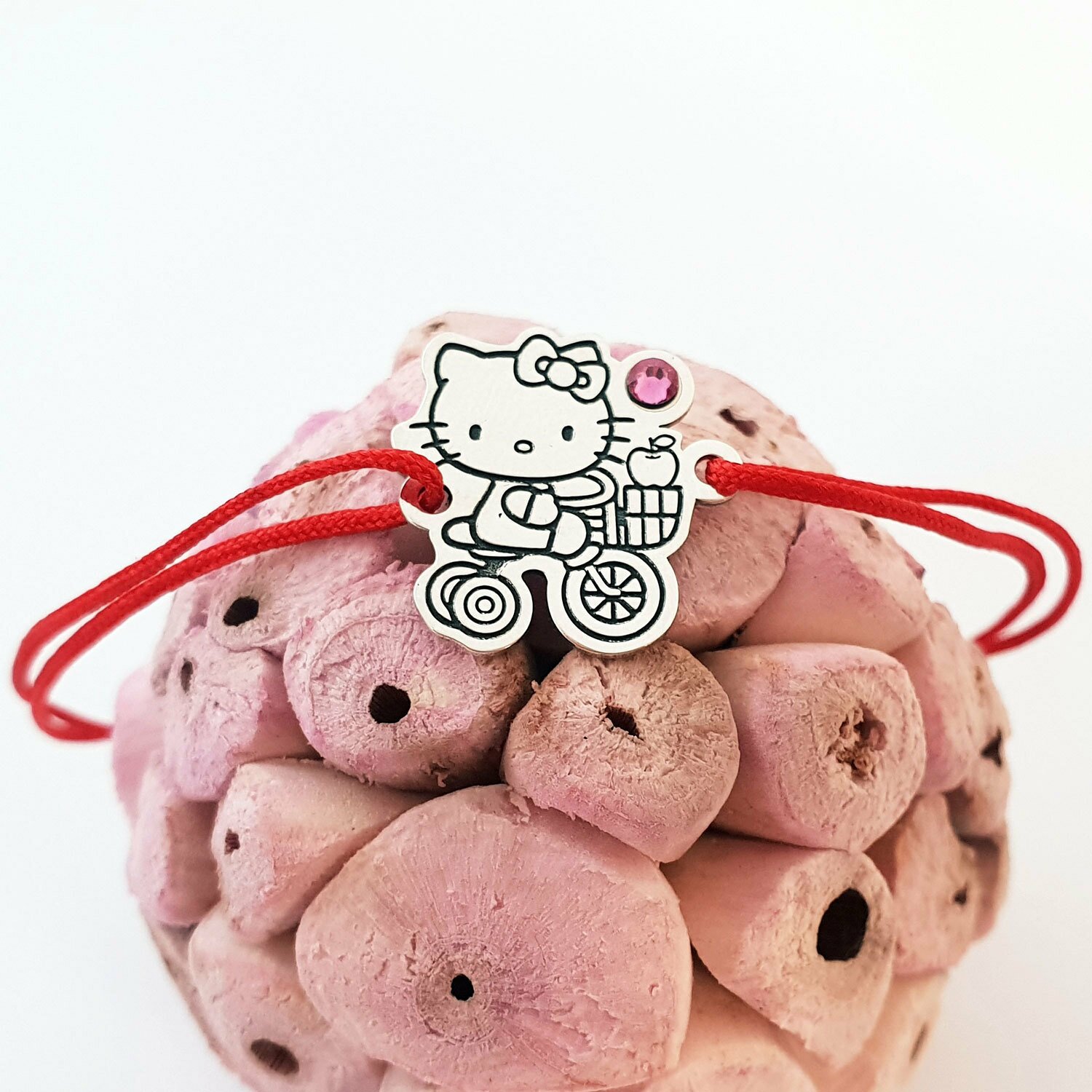 Bratara personaj - Hello Kitty - model decupat - Argint 925 - cristal Swarovski - snur reglabil