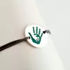 Bratara personalizata - 2 maini unite - Banut de 15 mm decorat cu email - Argint 925 - snur reglabil