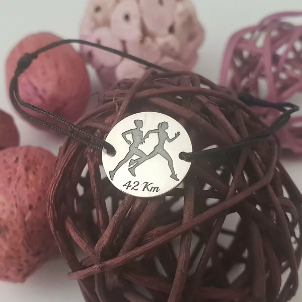 Bratara personalizata - Alergatori gravati - Argint 925, snur reglabil