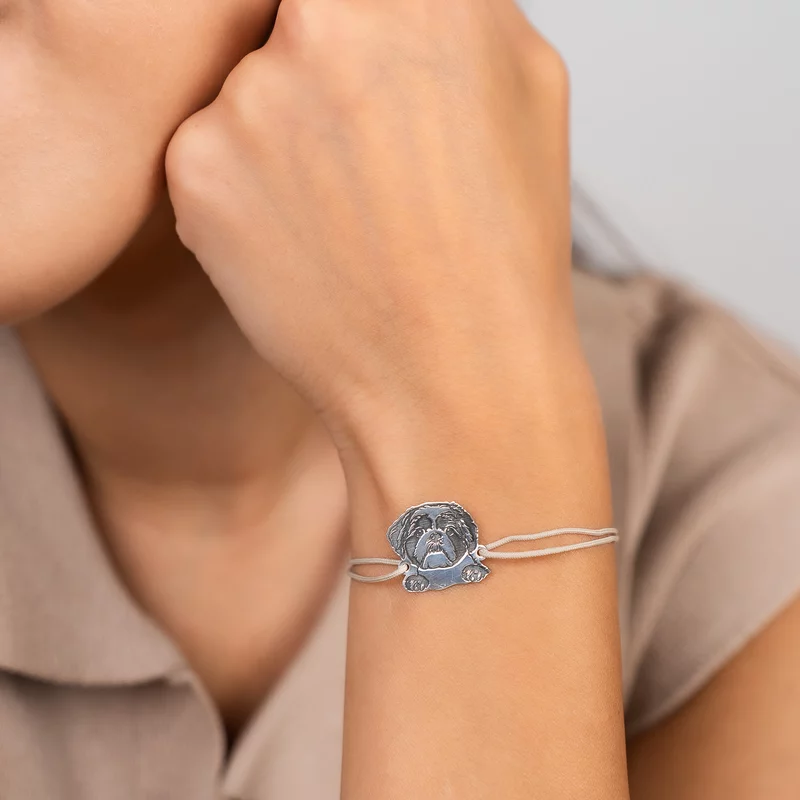 Bratara personalizata - Caine rasa Shih Tzu - Argint 925 - snur reglabil diverse culori picture - 2