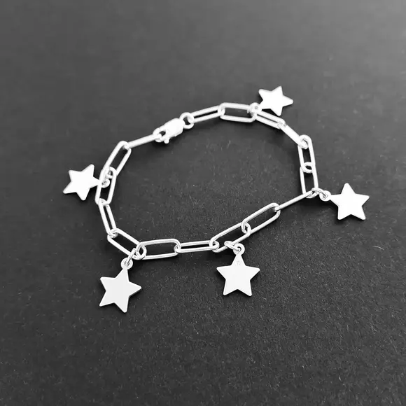 Bratara personalizata - Star Elements - Lant cu zale dreptunghiulare - Argint 925