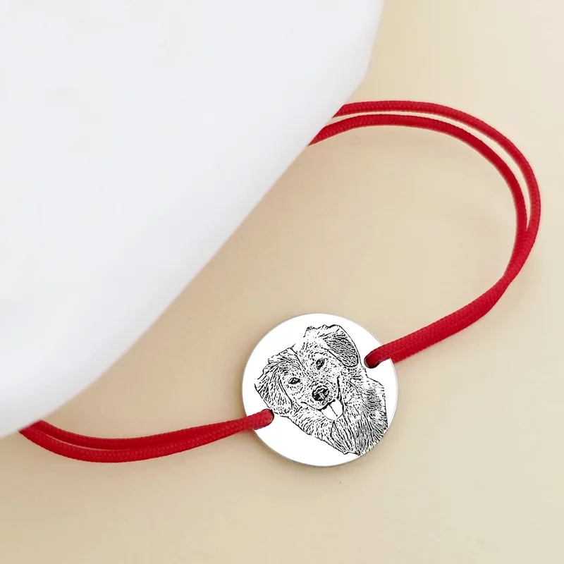 Bratara personalizata cu poza - Mereu aproape - Banut 15 mm - Argint 925 - Snur reglabil picture - 3