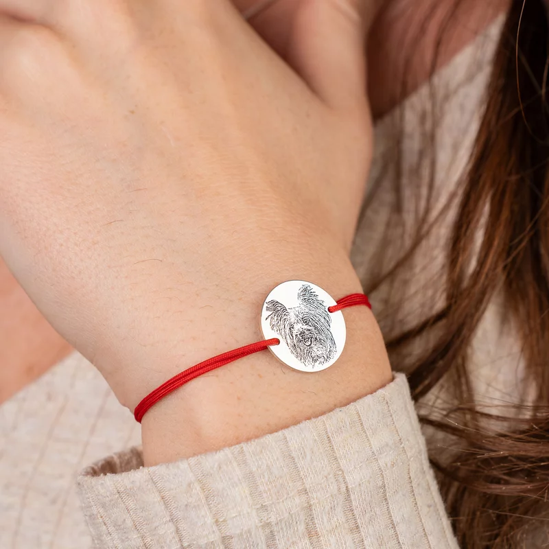 Bratara personalizata cu poza - Mereu aproape - Banut 15 mm - Argint 925 - Snur reglabil picture - 2