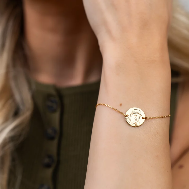 Bratara personalizata cu poza - Amintiri clădite - Banut 15 mm cu lantisor - Argint 925 placat cu Aur Galben 18K picture - 2