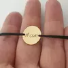 Bratara personalizata - Gravura scrisului de mana - banut de 15 mm - Argint 925 placat cu Aur Galben 18K - snur reglabil