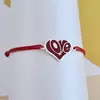Bratara personalizata - Inima LOVE decorata cu email - Argint 925 - Snur reglabil, diverse culori