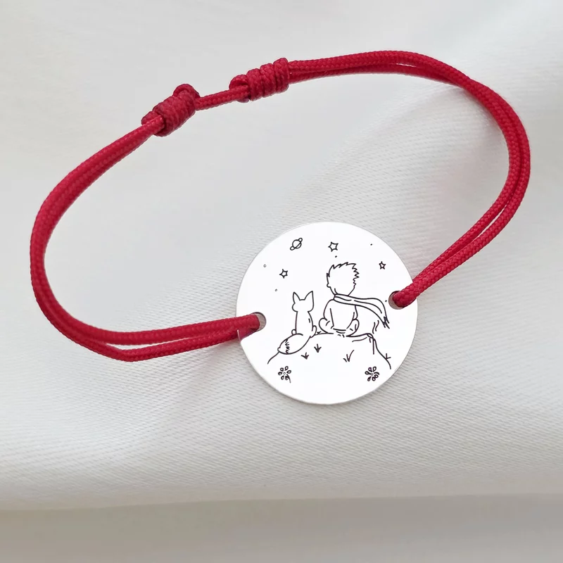 Bratara personalizata - Micul print - banut de 15 mm - Argint 925 - snur reglabil picture - 2