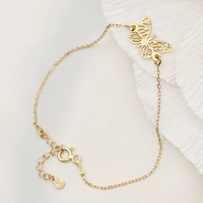 Bratara personalizata - Pandantiv fluturas cu initiale - Argint 925 placat cu Aur Galben 18K picture - 4