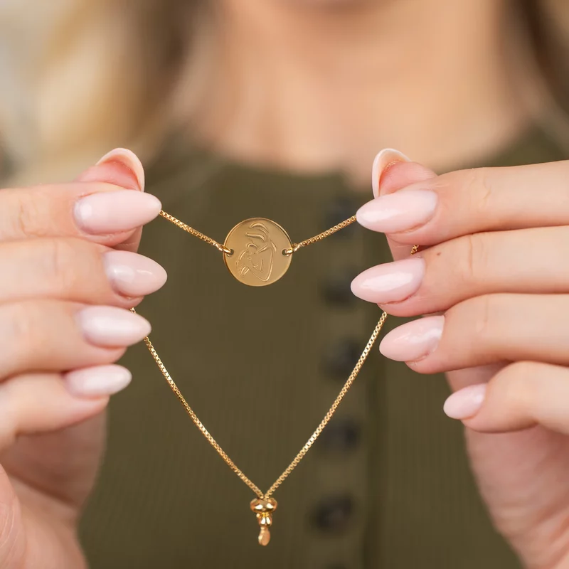 Bratara personalizata - Proaspata Mamica - Argint 925 placat cu Aur Galben 18K - Lantisor glisant ajustabil picture - 6