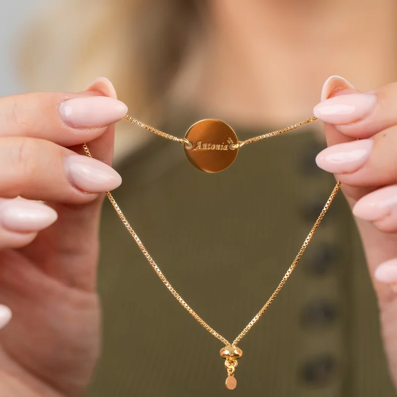 Bratara personalizata - Proaspata Mamica - Argint 925 placat cu Aur Galben 18K - Lantisor glisant ajustabil picture - 7