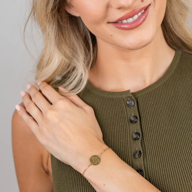 Bratara personalizata - Proaspata Mamica - Argint 925 placat cu Aur Galben 18K - Lantisor glisant ajustabil picture - 4