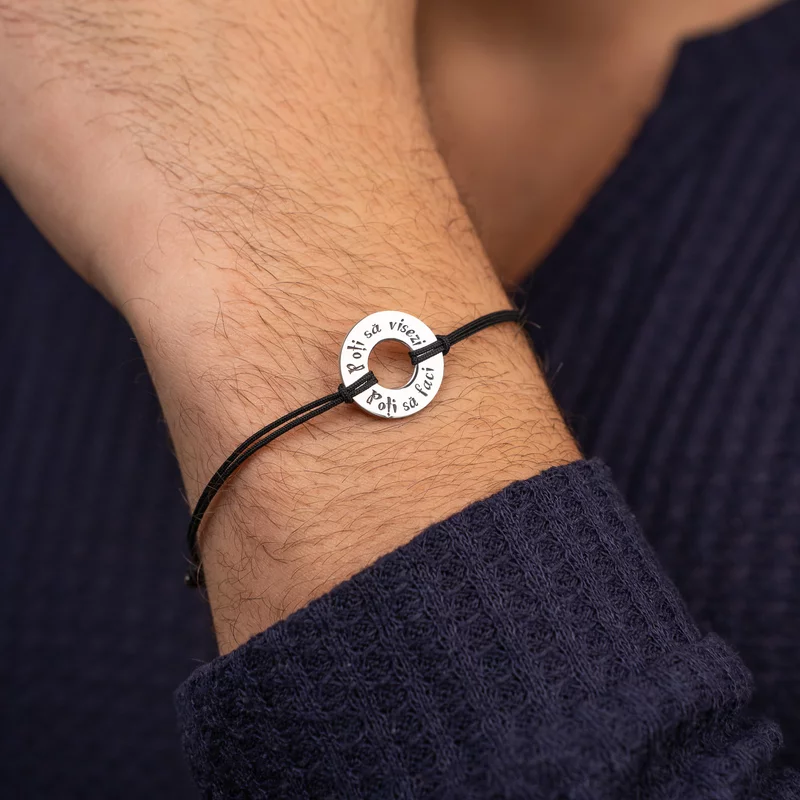 Bratara personalizata - Roata norocului - Argint 925 - snur reglabil picture - 2