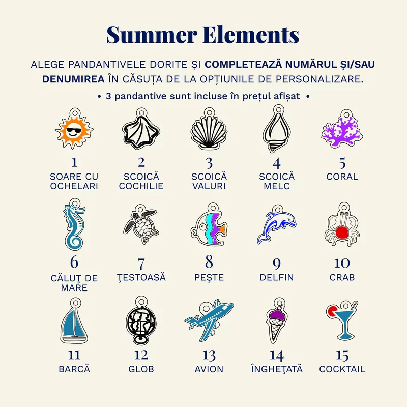 Bratara personalizata - Summer Elements - Lant cu zale dreptunghiulare - Pandantive diverse simboluri - Argint 925 picture - 6