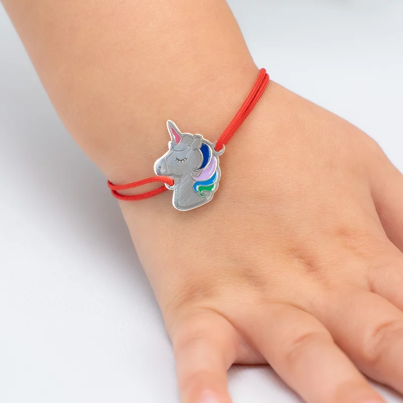 Bratara personalizata - Unicorn decorat cu email - Argint 925 - Snur reglabil, diverse culori picture - 2