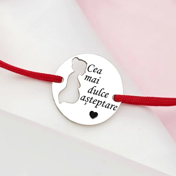 Bratara personalizata - Viitoare Mamica - Argint 925, snur reglabil - diverse culori
